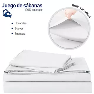 Juego De Sabanas Queen Size 100% Poliéster Microfibra 4 Pzs Color Blanco