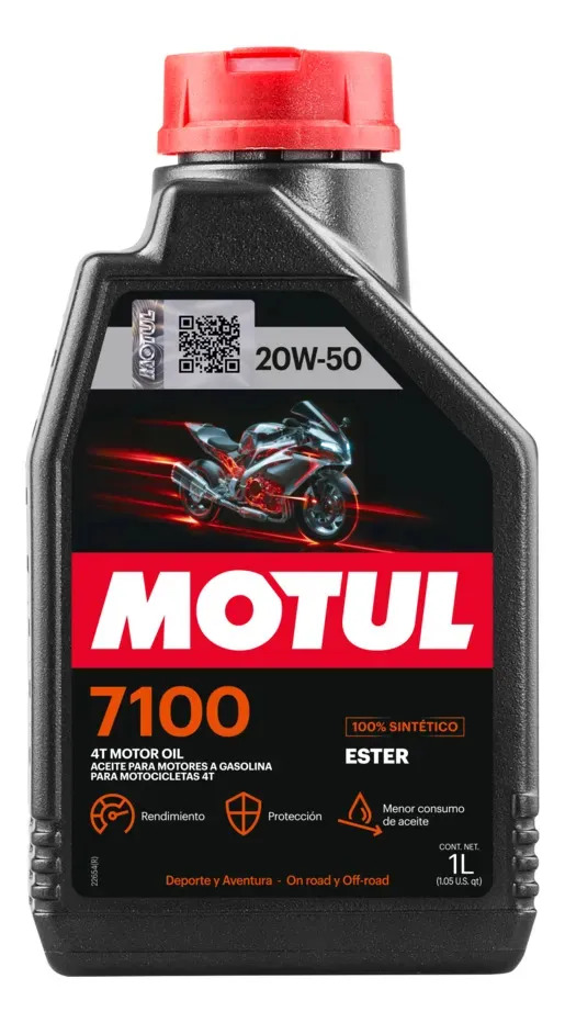 Aceite Moto 4t 7100 20w50 100% Sintetico Motul 1l
