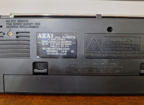 Antiguo Radiograbador Estéreo Akai Aj-w227s Funciona Negro (Usado)