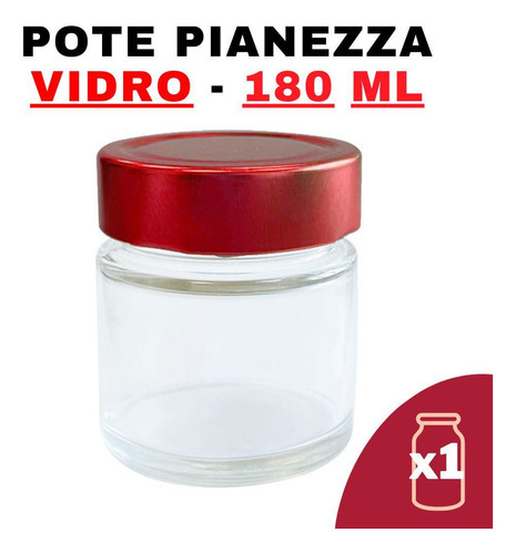 Kit Potes De Vidro Pianezza C/tampa Em Metal Vermelho 180ml