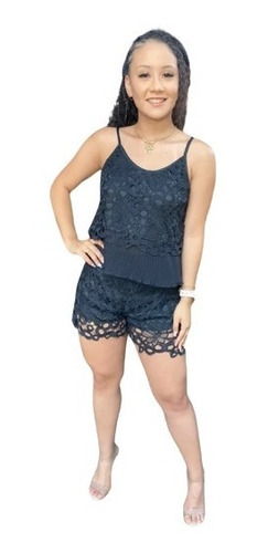 Conjunto Cropped Short Curto Rendado Revellion