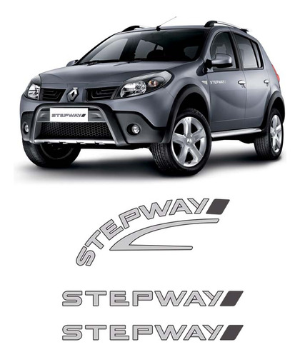 Kit Adesivos Prata Sandero Stepway 2008 Lateral E Traseiro