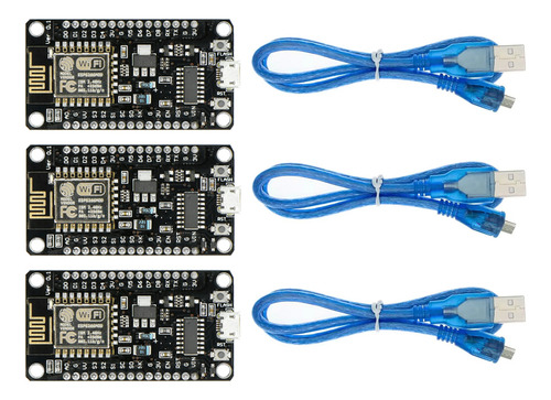 3 Piezas Modulo Wifi Esp8266 Lua Nodemcu Node Mcu + 3 Cables