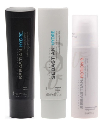 Shampoo 250ml + Acondicionador + Potion 9 Sebastian Hydre