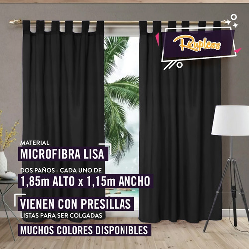 Juego De Cortinas Con Presillas 2 Paños Colores Deco