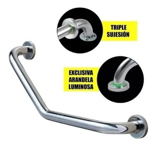 Agarradera Baño Peirano - Barral Seguridad Curvo Acero Inox