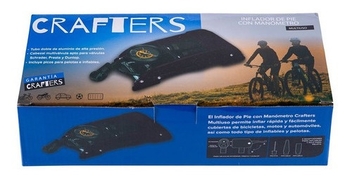 Imagen 8 de 8 de Inflador De Pie Crafters Con Manómetro Bicicleta + Multiuso