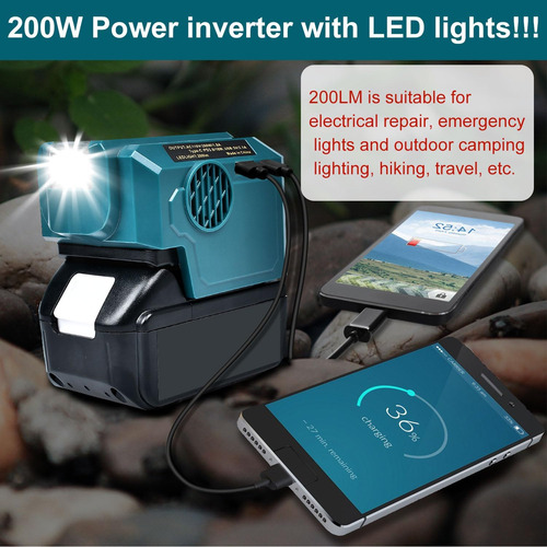 Inversor De Corriente Portátil De 200 W Compatible Con Bater