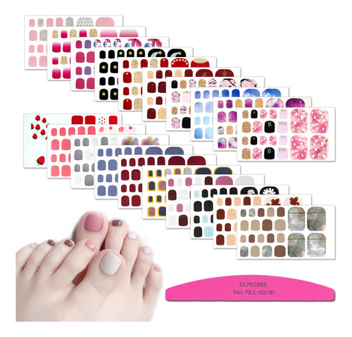 Silpecwee 20 Hojas Adhesivas De Esmalte De Uas De Los Pies,