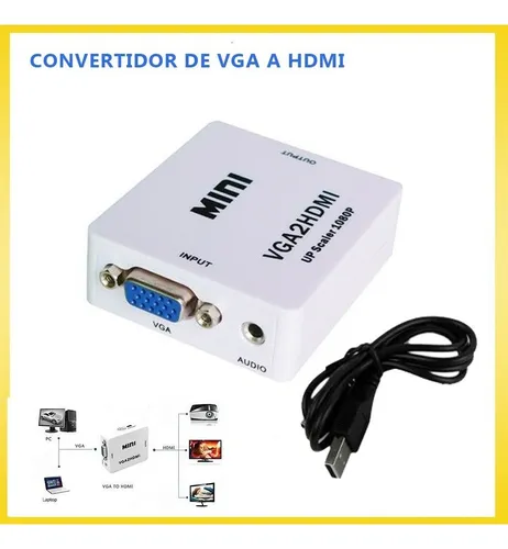 Adaptador Convertidor Cable Vga A Hdmi + Audio - Excelente