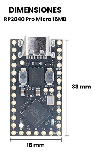 Placa De Desarrollo Rp2040 Pro Micro 16mb