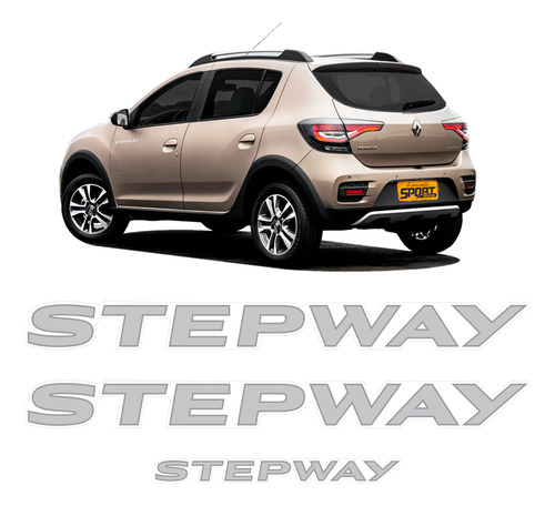 Kit Adesivos Sandero Stepway 2020/2021 Emblema Cinza/grafite