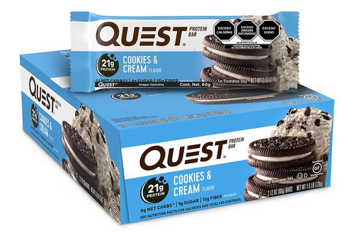 Barra de proteína com creme com sabor de biscoito Quest Nutrition - caixa com 12