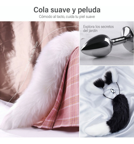 Plug Anal Cola De Zorro Metalico+orejas+dados Sexuales 6pzs