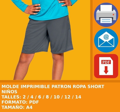 Molde Imprimible Patron Ropa Short Niños Promo 2x1