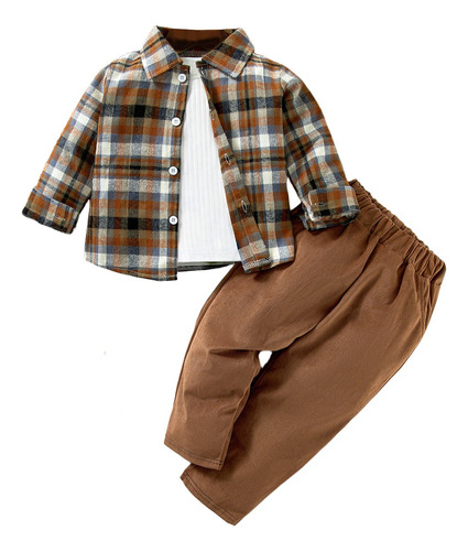 Conjunto Niño 1-4a: Camisa A Cuadros Y Pantalón Casual