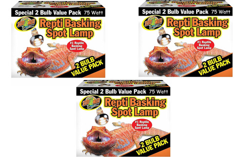 Zoo Med Reptile Basking Spot Lamp 75 Watts - 6 Bombillas En 