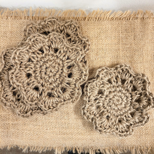 Posavasos/ Posatazas Crochet Yute X 4 Unidades Mandala Marrón Claro