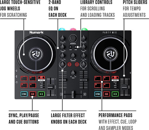 Numark Party Mix Ii Controlador Dj Con 2 Decks Y Luces
