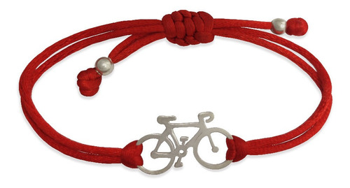 Pulseras Bici X2 Plata925 E Hilo Rojo Parejas Hecho A Mano