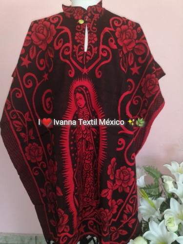 Imagen 1 de 1 de Gabán Rebozo Tejido Artesanal Virgen De Guadalupe Rojo