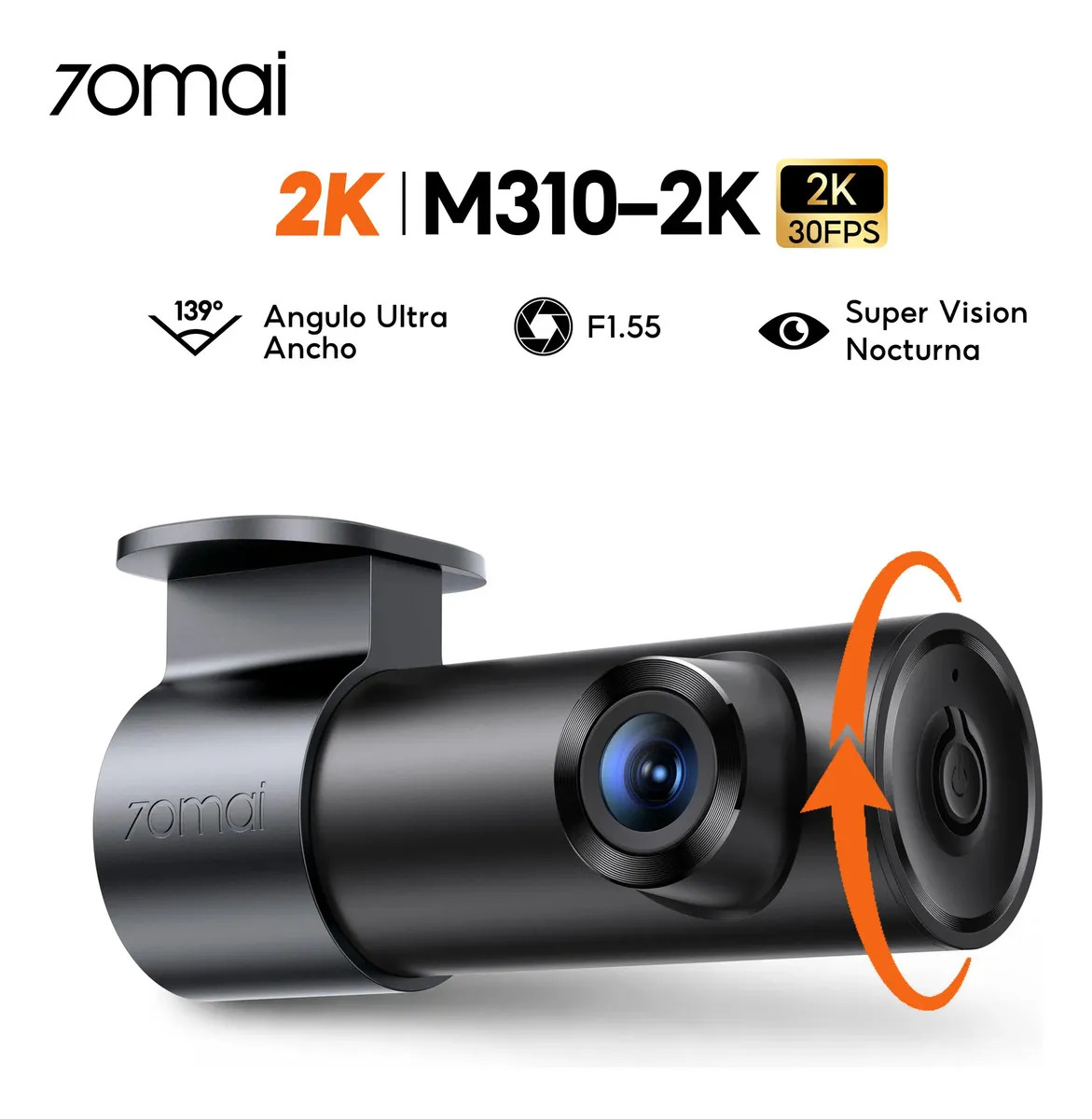 Camara Para Auto M310 2k (2560*1440) 70mai, Camara Para Automovil Seguridad Con App Wifi, 139° Dash Cam Frontal Para Carro Con Wdr, Camara Vehicular 24 Horas Monitoreo, Control Por