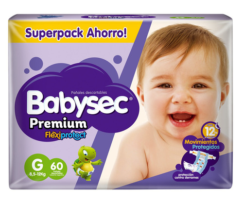 Babysec Premium G Jumbo Pack 60 U Pañales Género Sin género Tamaño Grande (G)