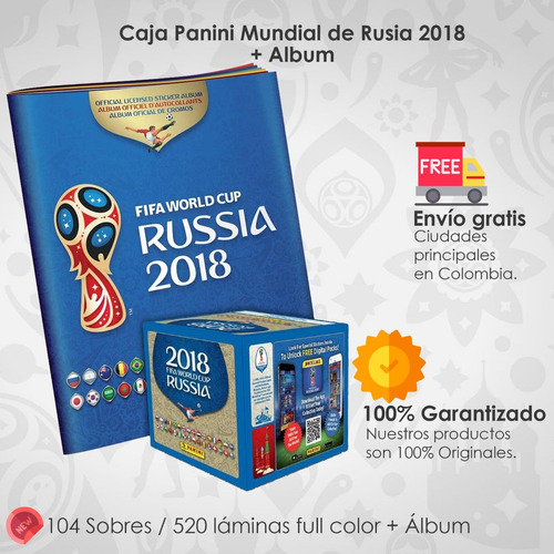 Caja Panini 2018 Mundial Rusia X 104 Sobres Nueva! + Album