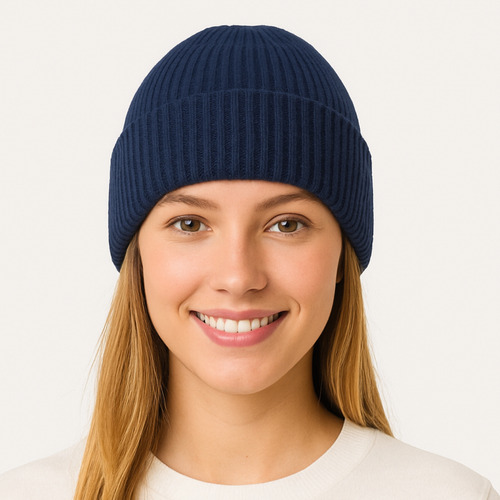 Gorro Lana Acrílico Morley Liso Unisex Invierno Moda Urbana Azul Marino Adulto Acrilico