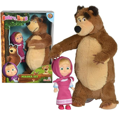 Masha And The Bear, Juego De Felpa Incluye Masha Con Oso.