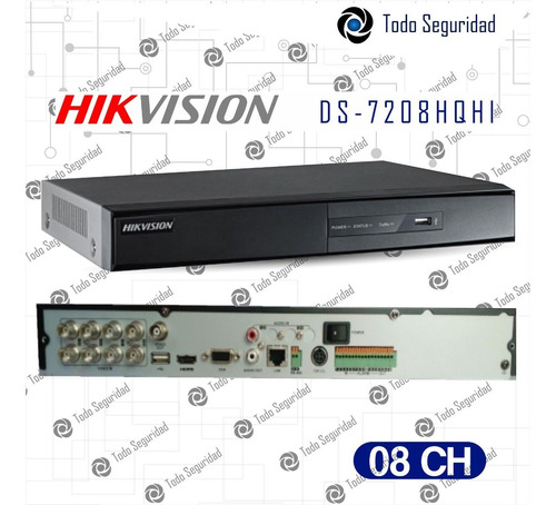 Dvr Seguridad 8ch Hikvision Turbo Full Hd 1080p Hdmi Vga Ahd Tvi Cvi 7208hqhi