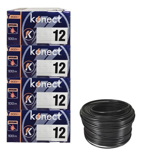 Cable Electrico Cca Konect Calibre 12 Negro 100 Metros 4pzs