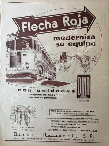 Cartel Retro Camiones Dina Y Flecha Roja S.a 1960