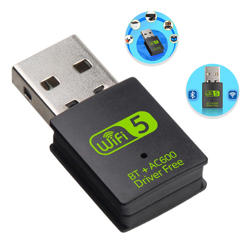 Antena  Wifi 2.4g + 5g 600mbps Usb Bluetoo 5.0 Adaptador
