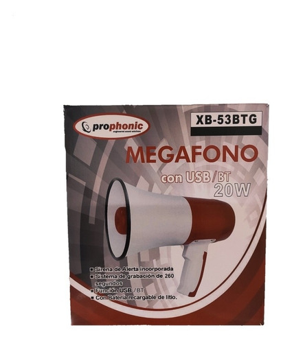 Megafono Recargable 20w Prophonic Bt+usb/sd