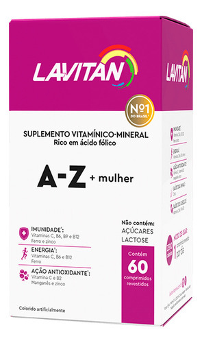 2x Lavitan A-z+mulher Suplemento Vitamínico 60 Comp Cbf Sabor Sem Sabor