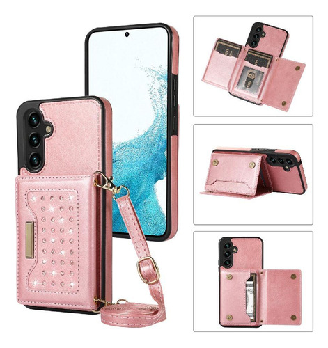 Funda Cartera Con Brillo A La Moda Para Samsung Galaxy S24