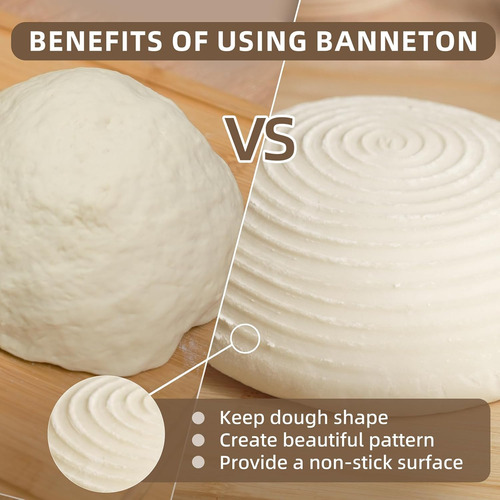 Bread Proofing Basket, Kikcoin Banneton Bread Proofing Ba...