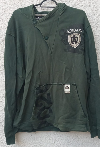 Buzo Deportivo adidas Verde Oscuro Talle L Con Capucha.