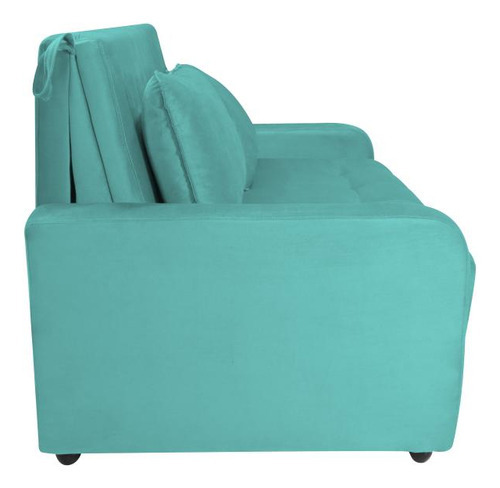 Sofá Cama Para Sala De Estar Amora New Veludo Matrix Cor Verde/água