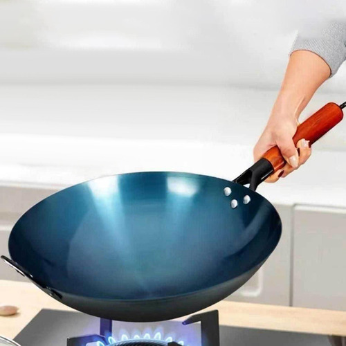 Sartén Wok Sartén Wok De Hierro Utensilios 30 Centímetros
