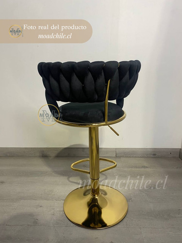 Taburete Felpa Queen Base Tulip Dorada Y Altura Ajustable