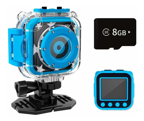 Camara Impermeable Grabador Video Incluye Memoria 8 Gb Azul