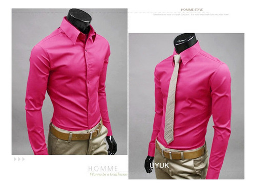 Camisa Casual Formal Manga Larga Slim Fit Para Hombre