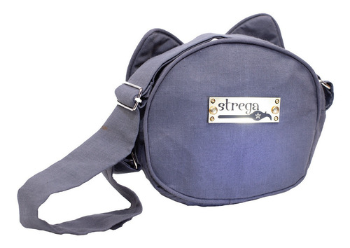 Imagen 2 de 10 de Bolso Tipo Cross Body En Forma De Gato Color Gris