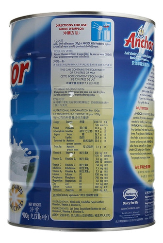 Ancla Leche Entera Leche En Polvo -900g / 2 Libras