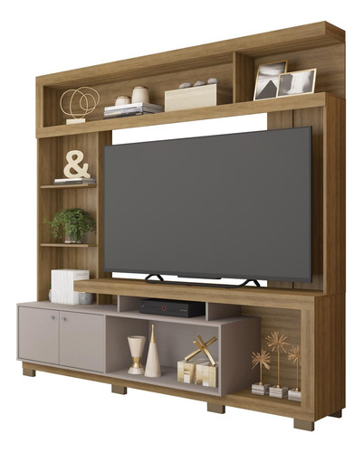 Modular Rack Tv 70  Estantes Y Puertas 127 - Amarelo 