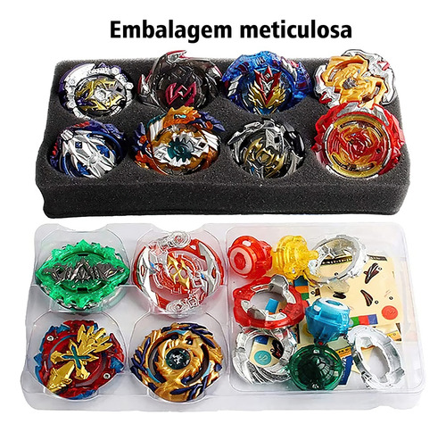Kit Maleta 12 Bayblade Metal Piões Com 1 Grip 3 Lançadores