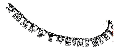 Letrero Movil Banner Hbd Zebra Blanco Y Negro Fiesta Cumple