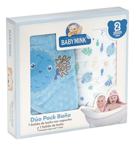 Toalla De Baño Baby Mink Con Capucha Para Bebé 2 Piezas